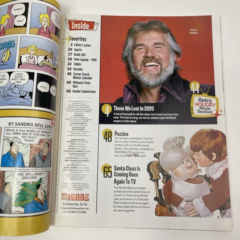 REMIND Magazine December 2020 Farewell To Stars We Lost Diana Rigg Kenny Rogers